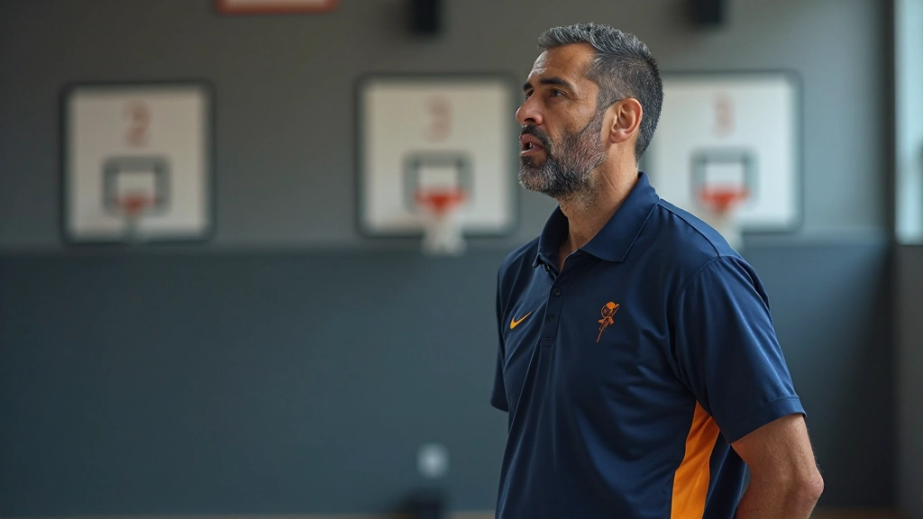 مدرب كرة السلة يشرح استراتيجية اللعبة لفريقه أثناء المباراة