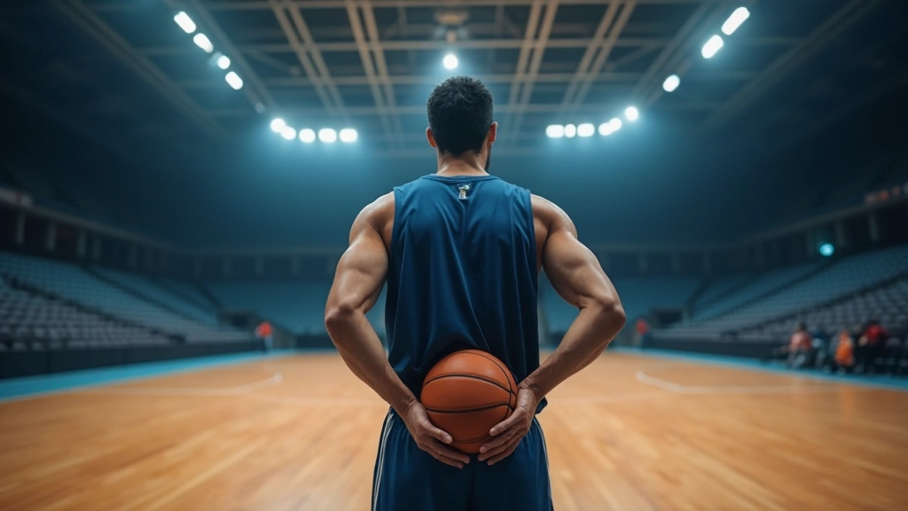 ملعب كرة السلة الدولي مع إضاءة احترافية والحشود